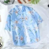 New floral shirts, short-sleeved men's loose student fashion floral shirts, couple beach jackets, thin Hawaiian summer Specification image